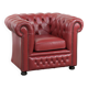 Incroyable fauteuil Chesterfield en cuir de vache anglais dans une magnifique couleur rouge.