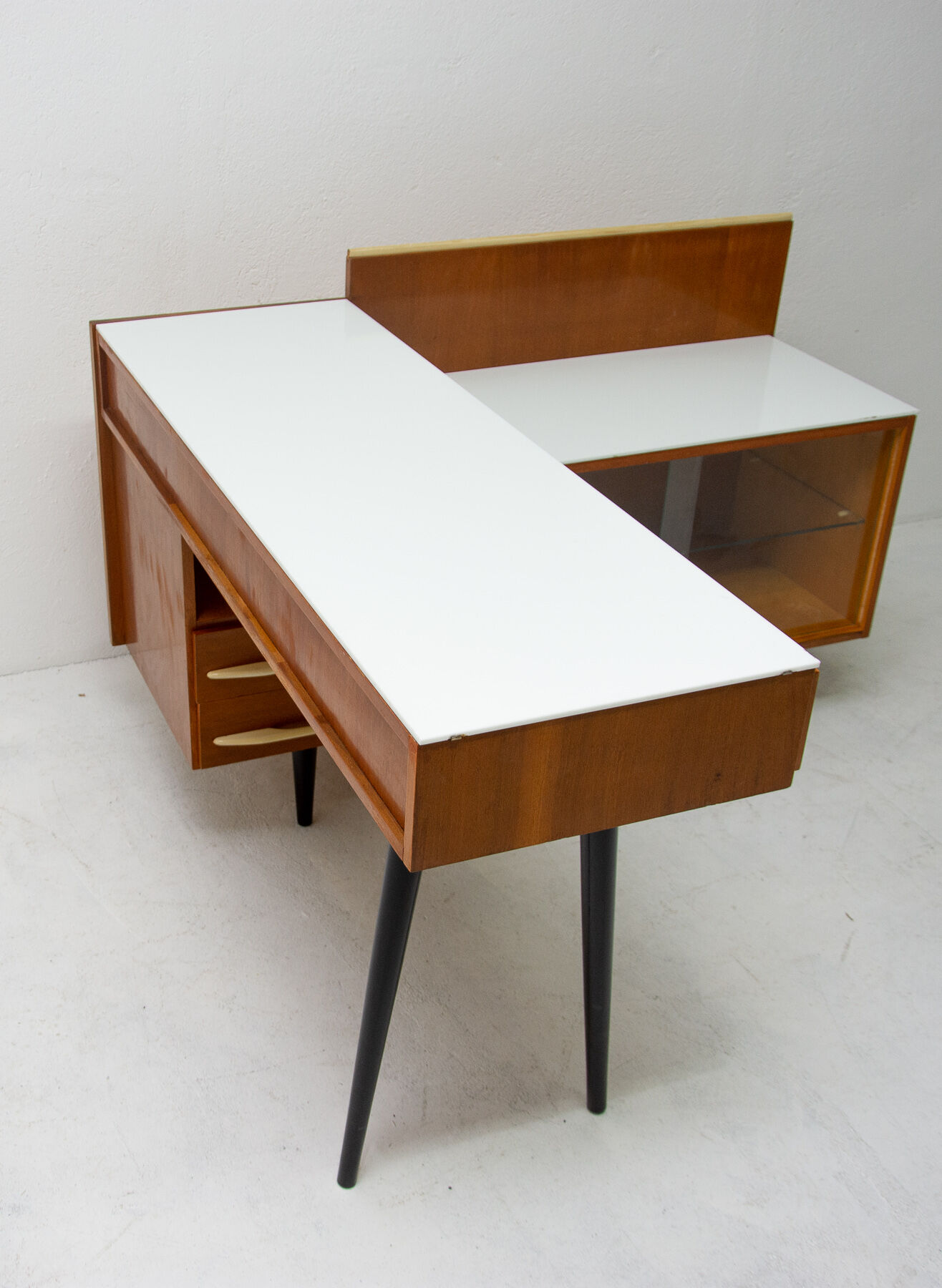 Corner writing desk with a bookcase by Mojmír Požár for ÚP Závody