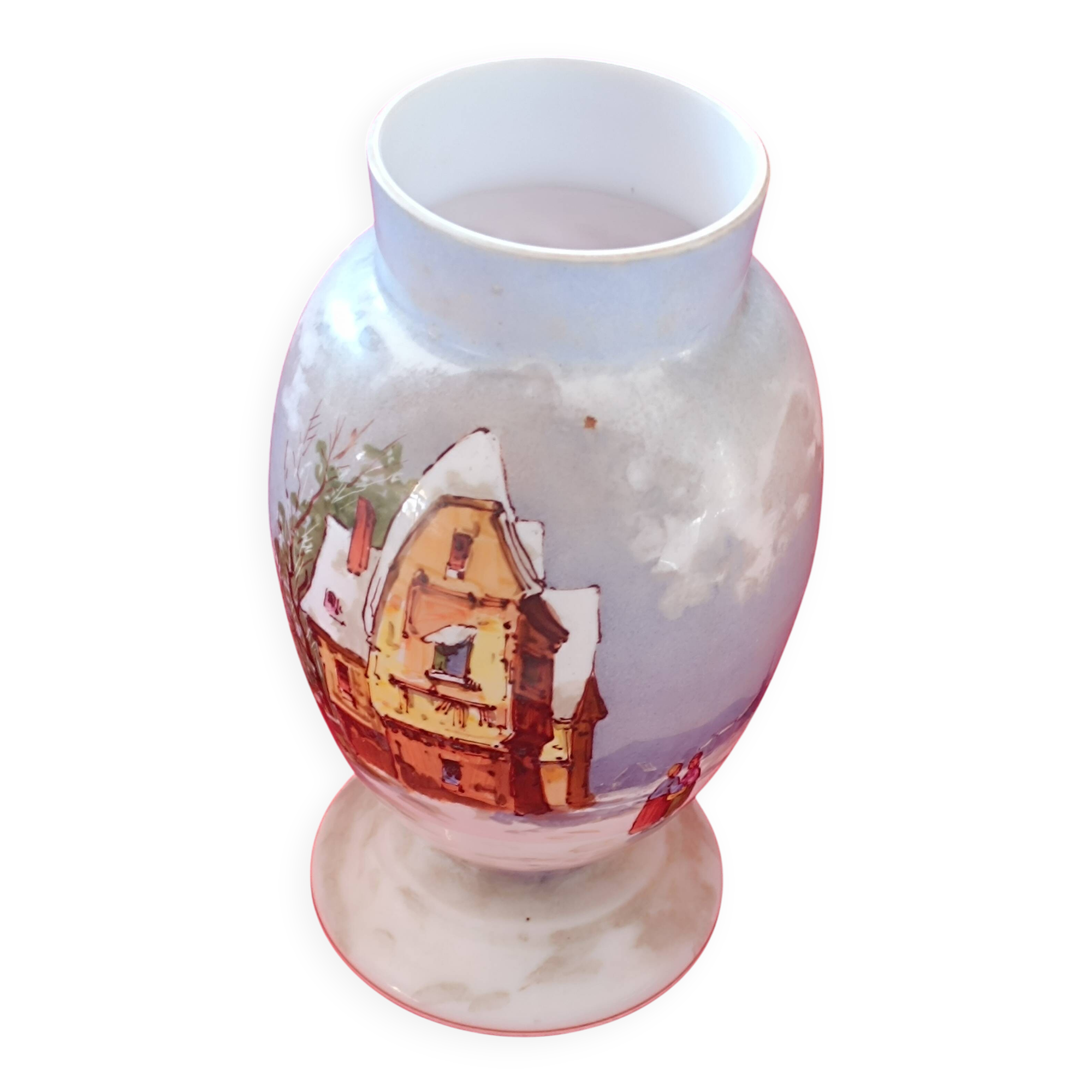 Hand-painted opaline vase, early 20th century.