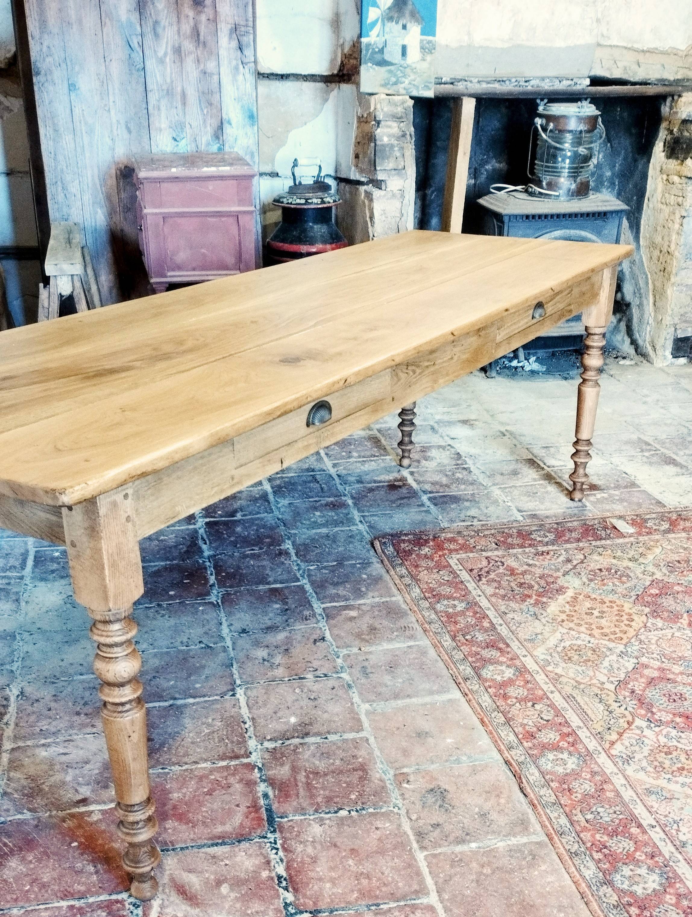 Elegant and refined 230 X 73 solid oak farmhouse table.