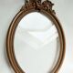 Old oval frame in wood and stucco + old glass glass blown - 27 x 21 cm