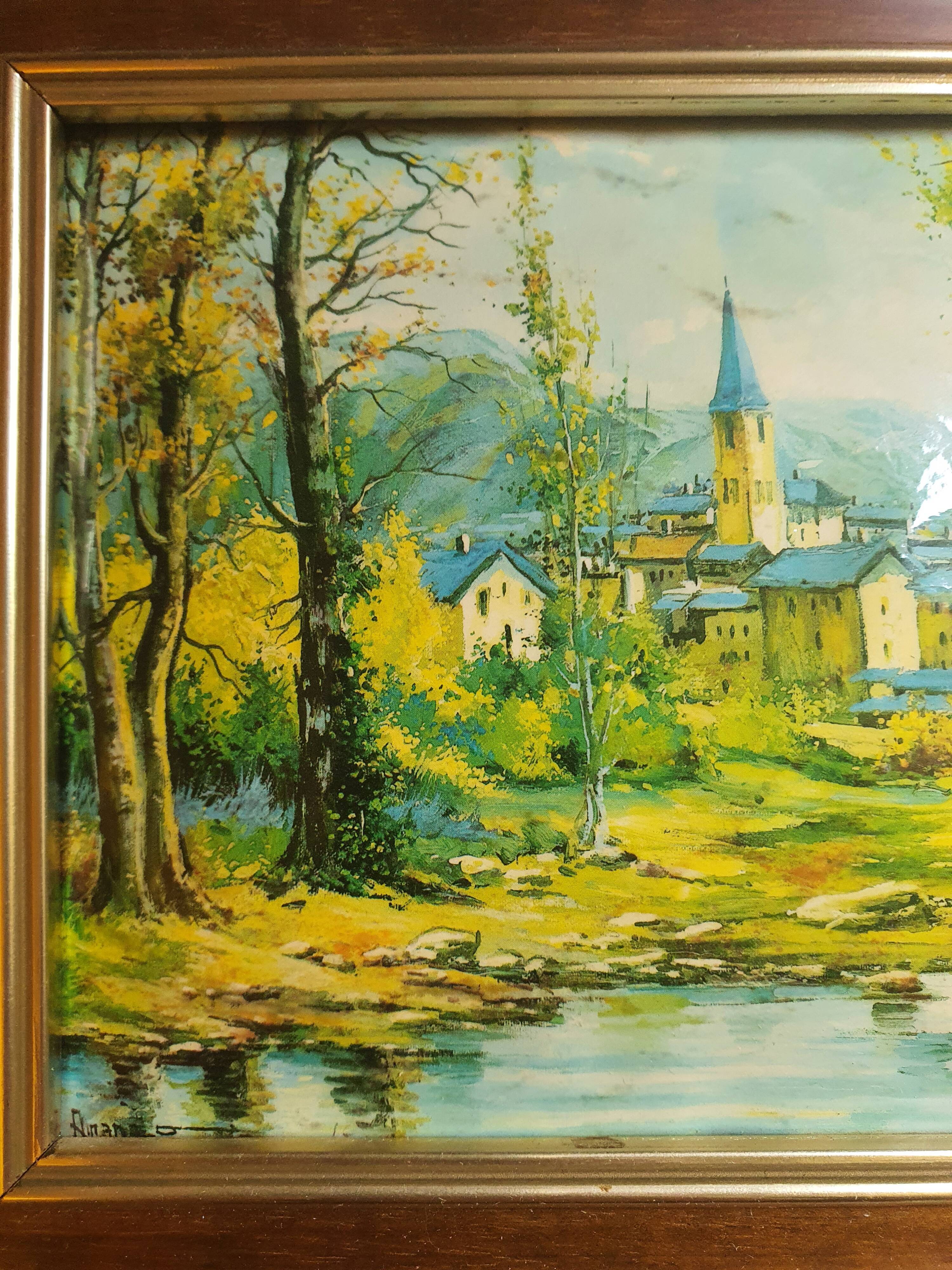 Village and forest painting