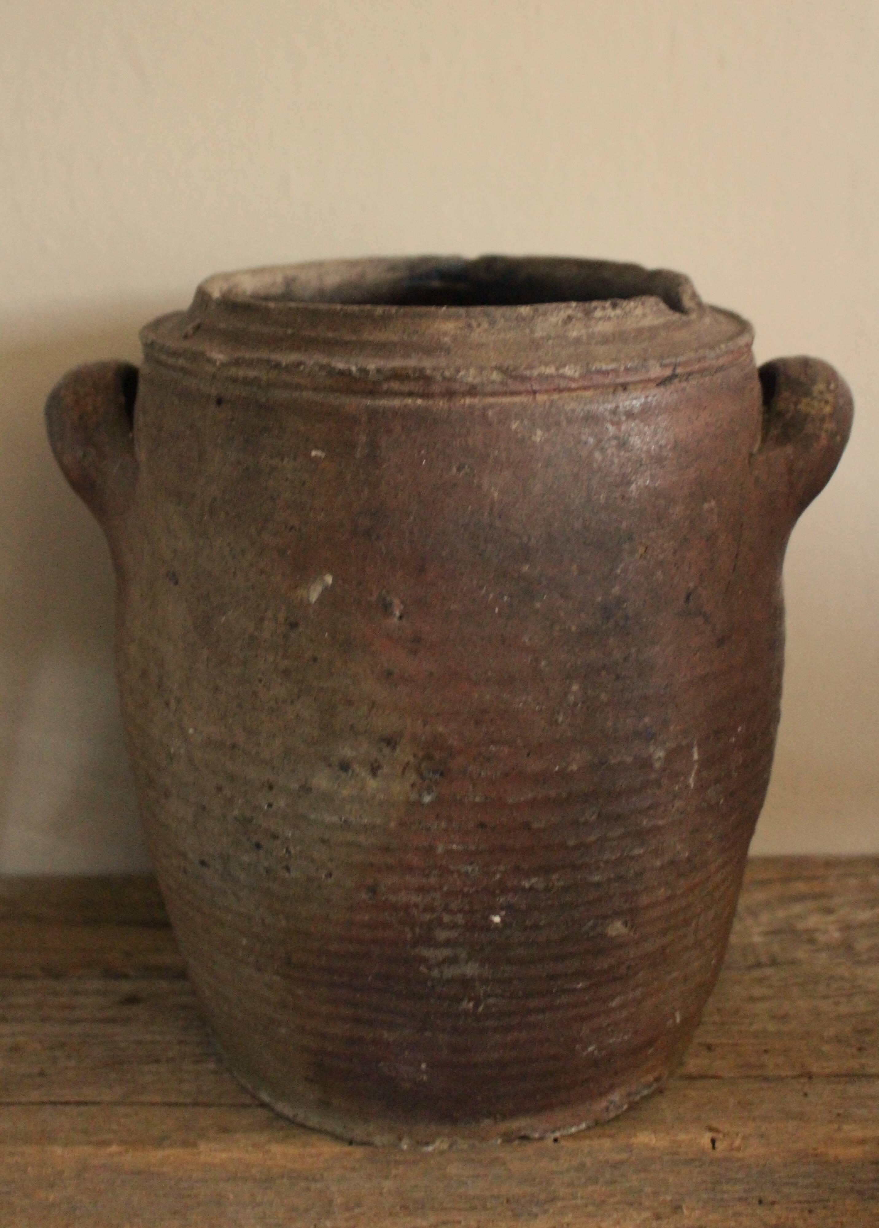 Vase Terracotta pot two handles handcrafted