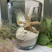 Pinched crystal vase engraved with vintage marine motifs