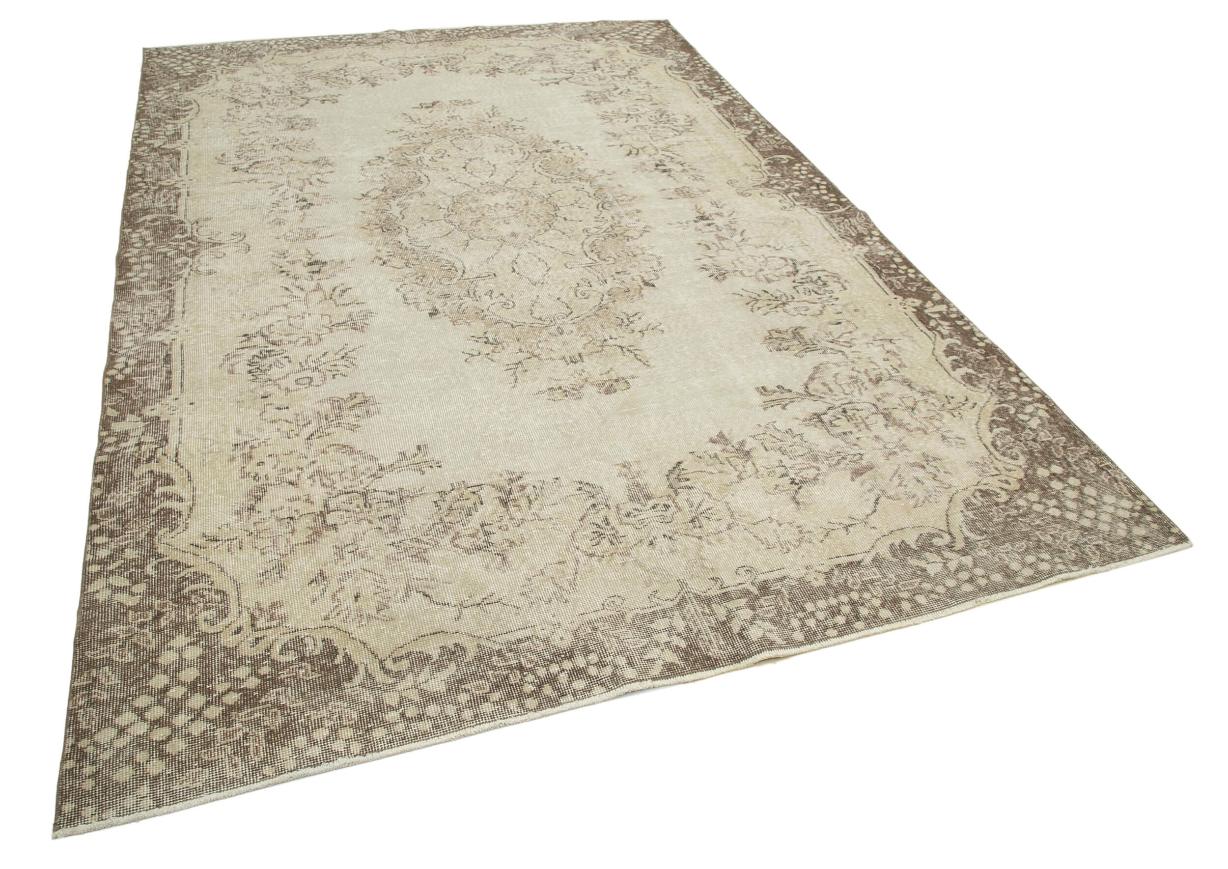Handmade antique oriental beige carpet 206 cm x 310 cm - 34128