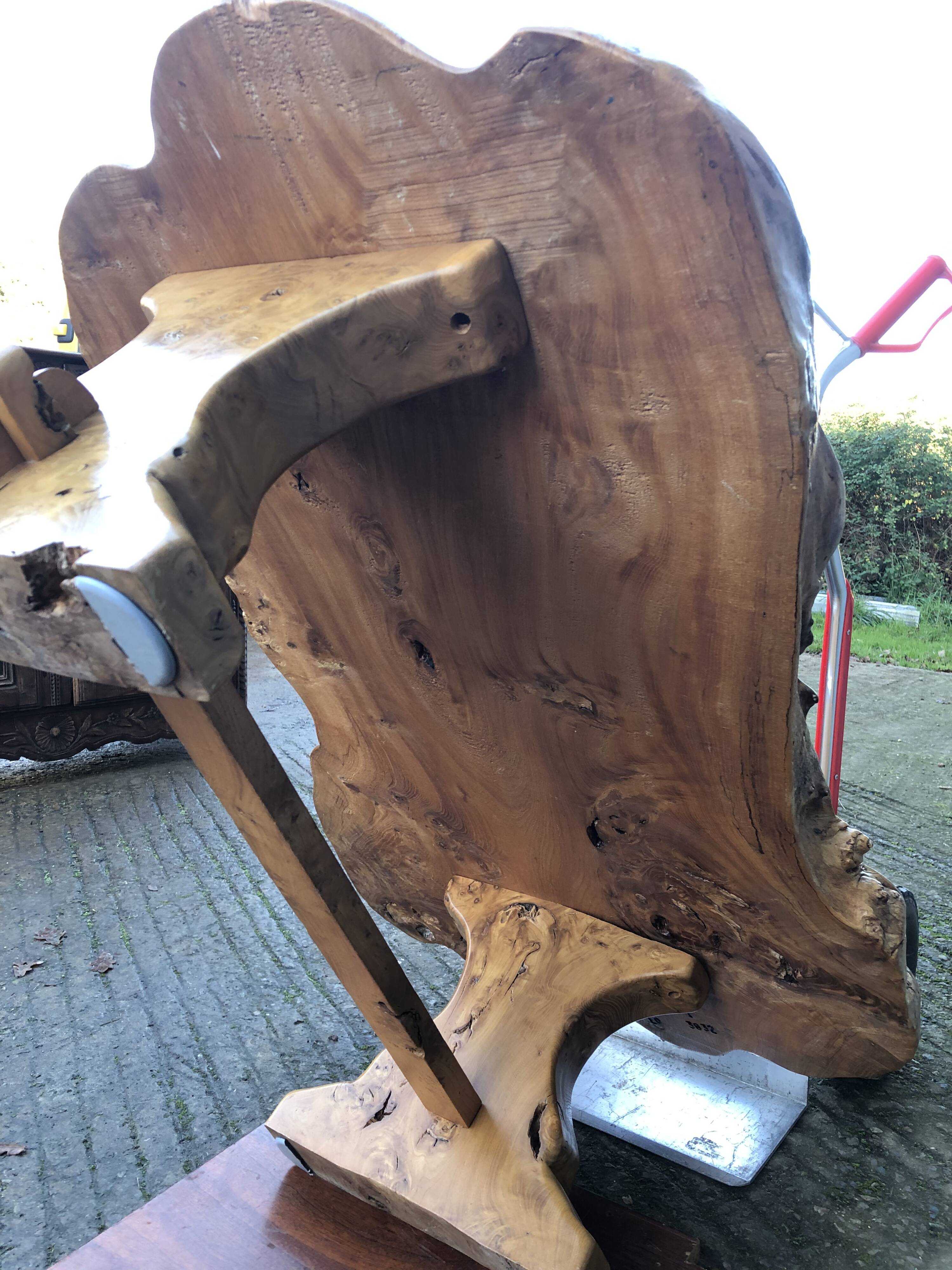 Handcrafted Brutalist coffee table in solid elm