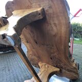 Handcrafted Brutalist coffee table in solid elm