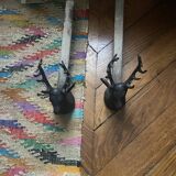 Pair of vintage deer head andirons