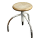 Tabouret pivotant blanc industriel vintage