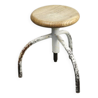 Vintage Industrial White Swivel Chair
