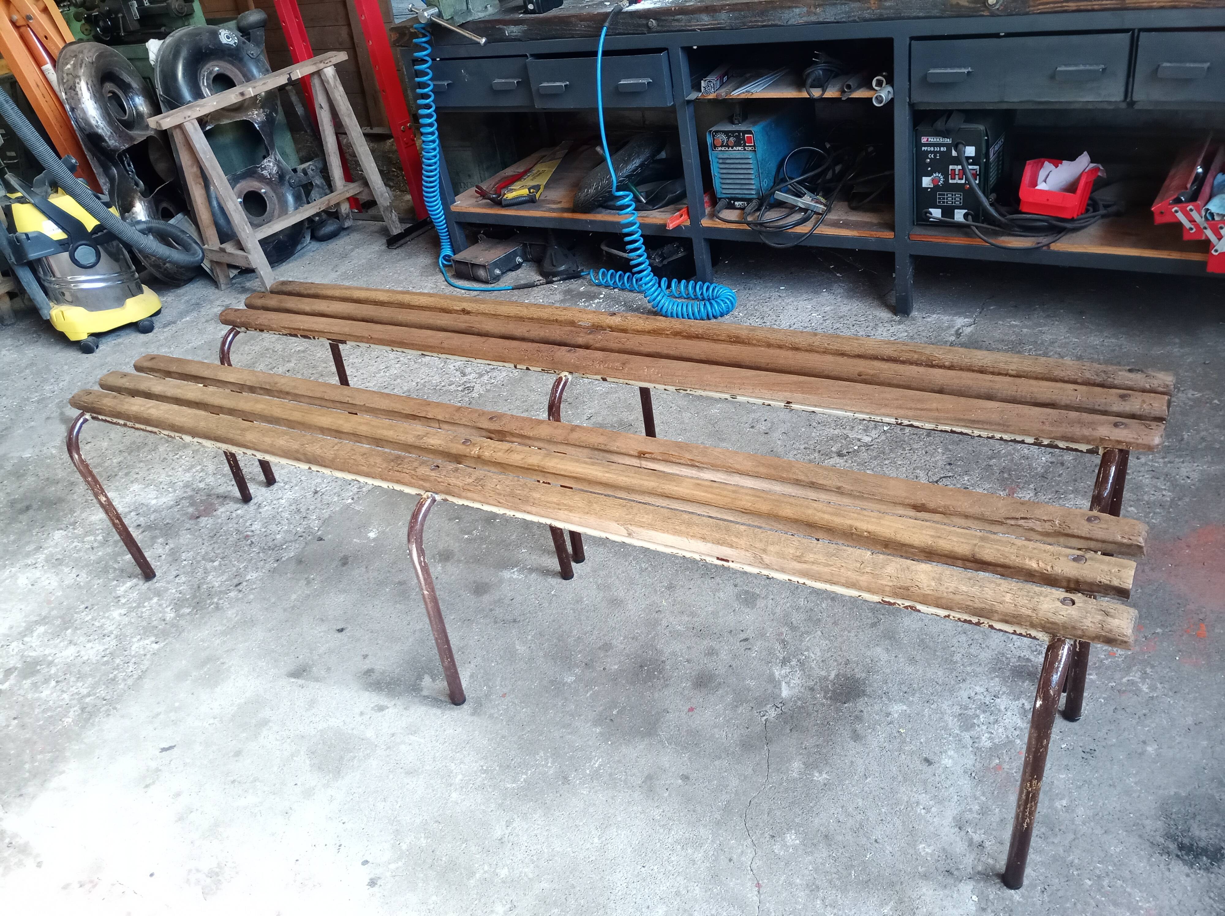 Two vintage school desks