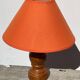Pair of orange turned wood lamps