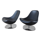 Pair of Tirup Ikea leather armchairs