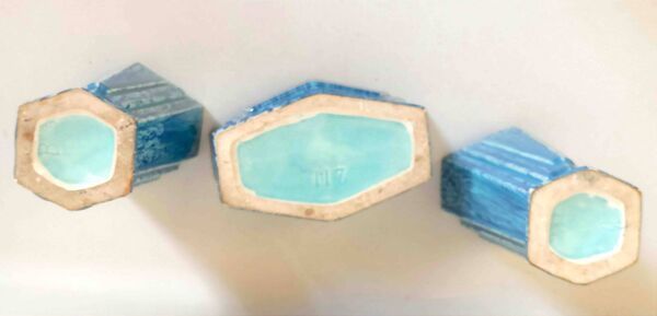 Garniture de cheminée bleue Art Déco 3 pièces