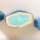 3-piece Art Deco blue fireplace surround