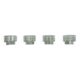 Suite de quatre appliques en verre de Murano transparent, style Vistosi, Italie, années 1970