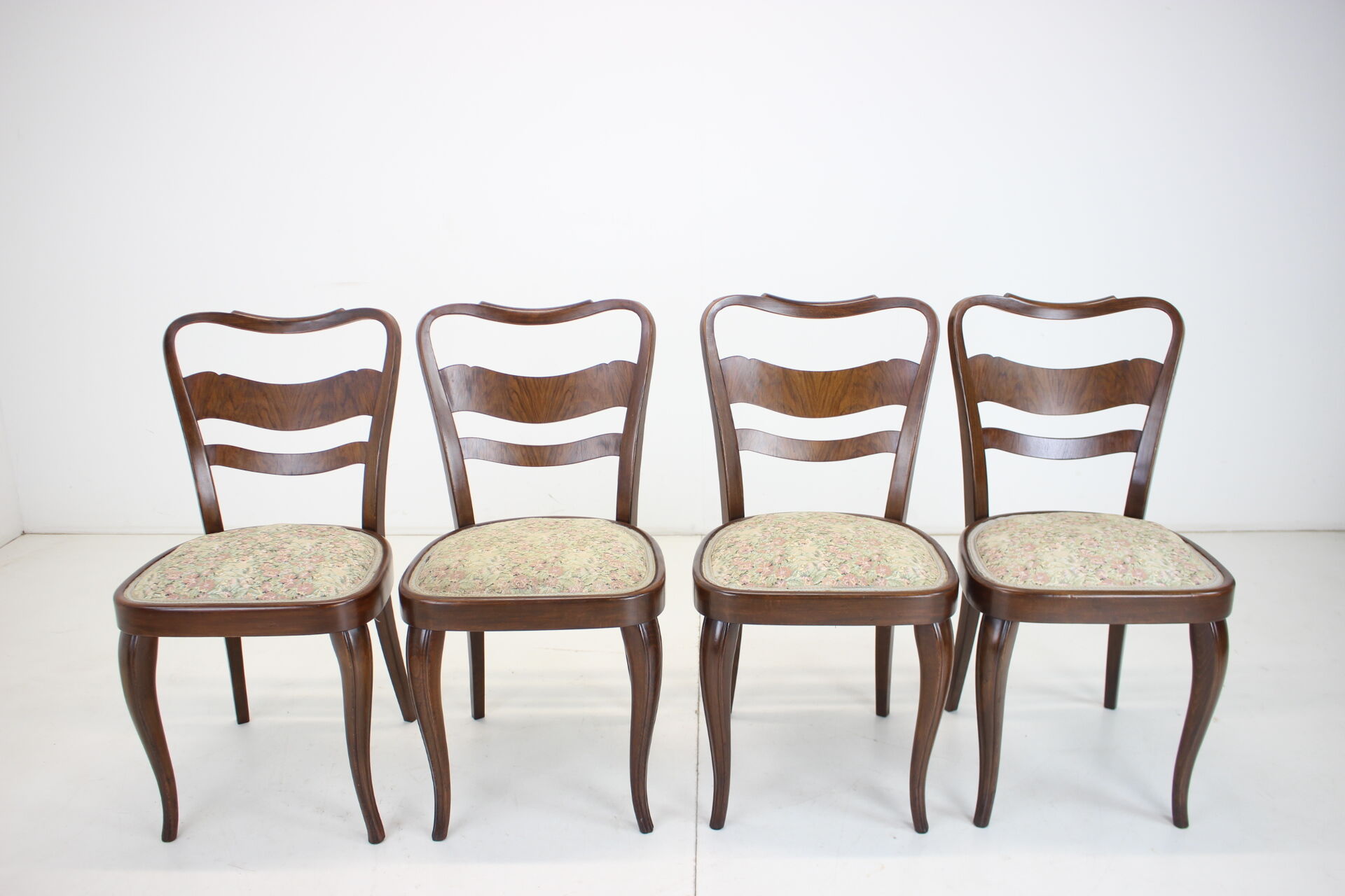 1940s set of 4 dining chairs, czechoslovakia