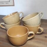 Set of 5 pretty vintage stoneware mugs