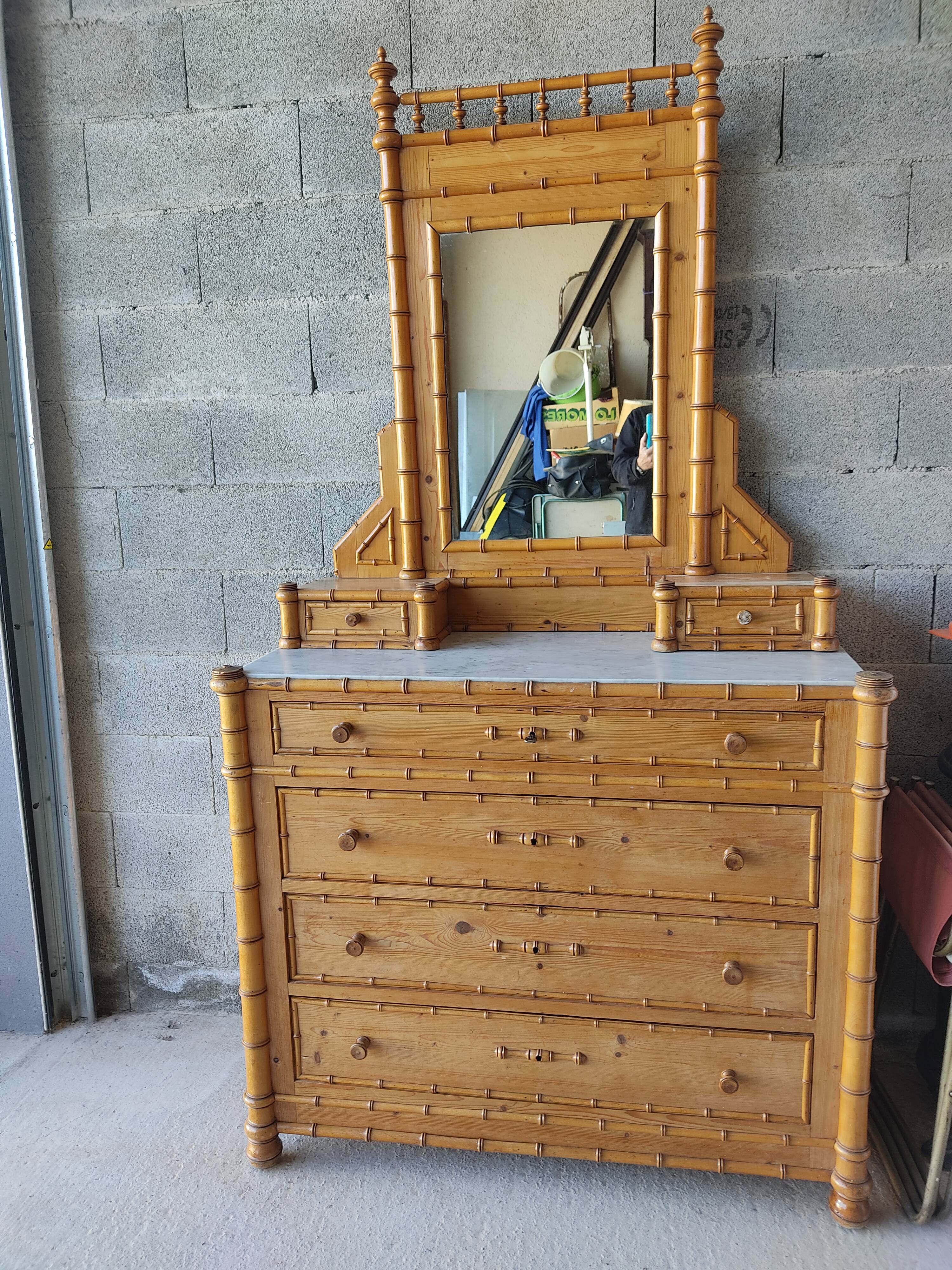 Dresser with bamboo mirror