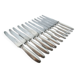 12 Christofle table knives Louis XVI bow ribbon Silver metal punch balance steel blade