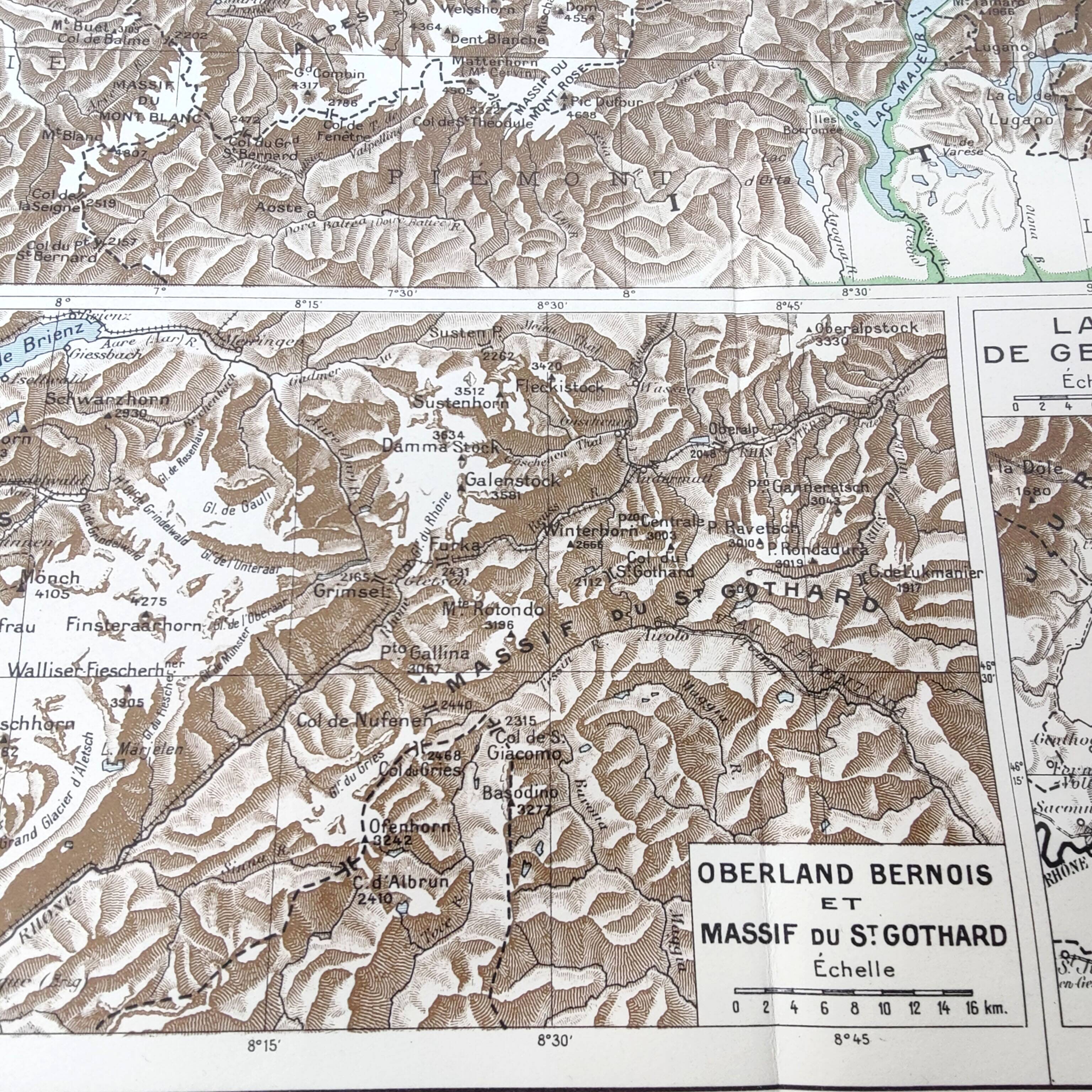Vintage map of Switzerland 43x43cm from 1950