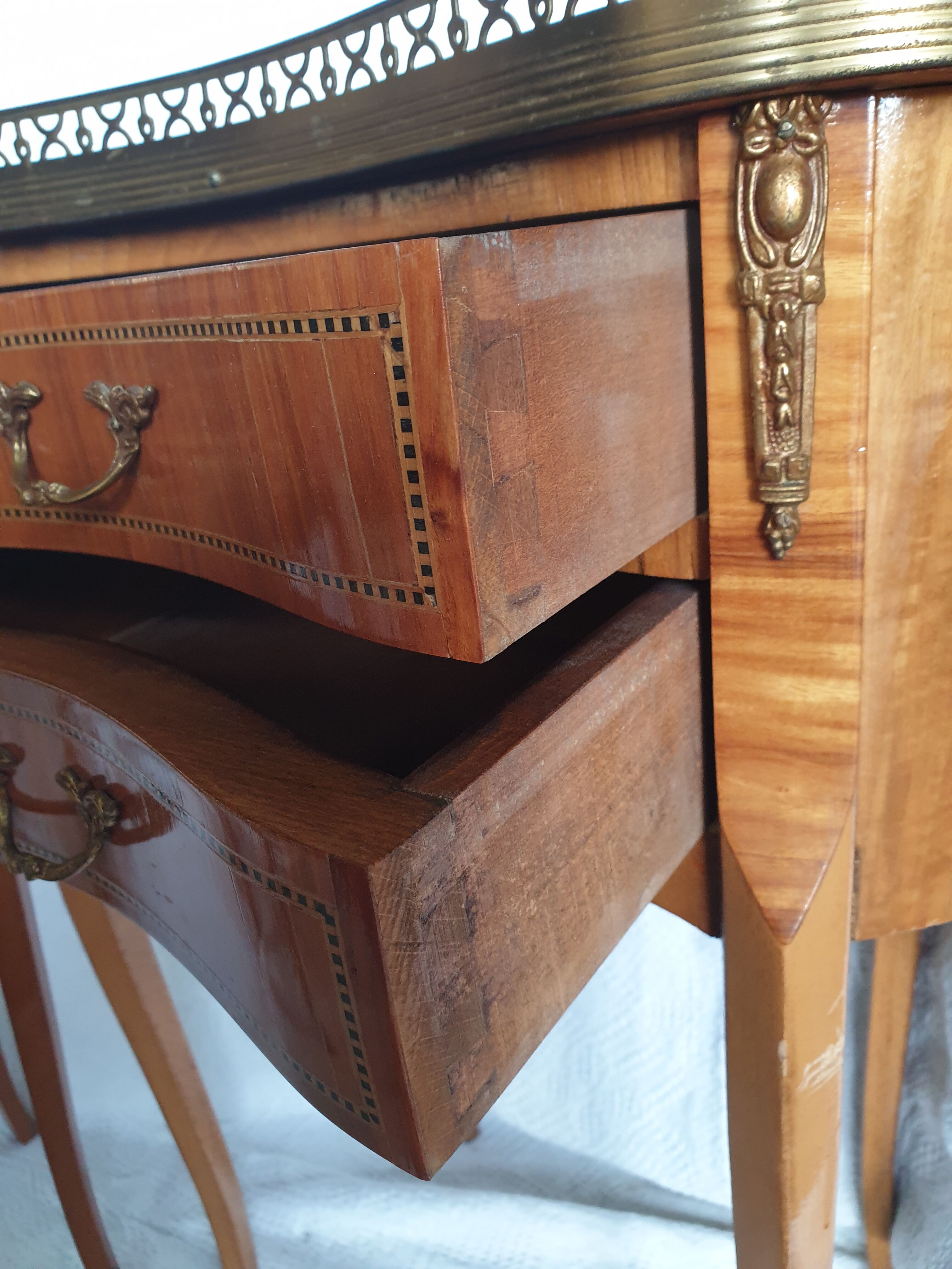 Pair of bedside tables "bean" style louis XV marked