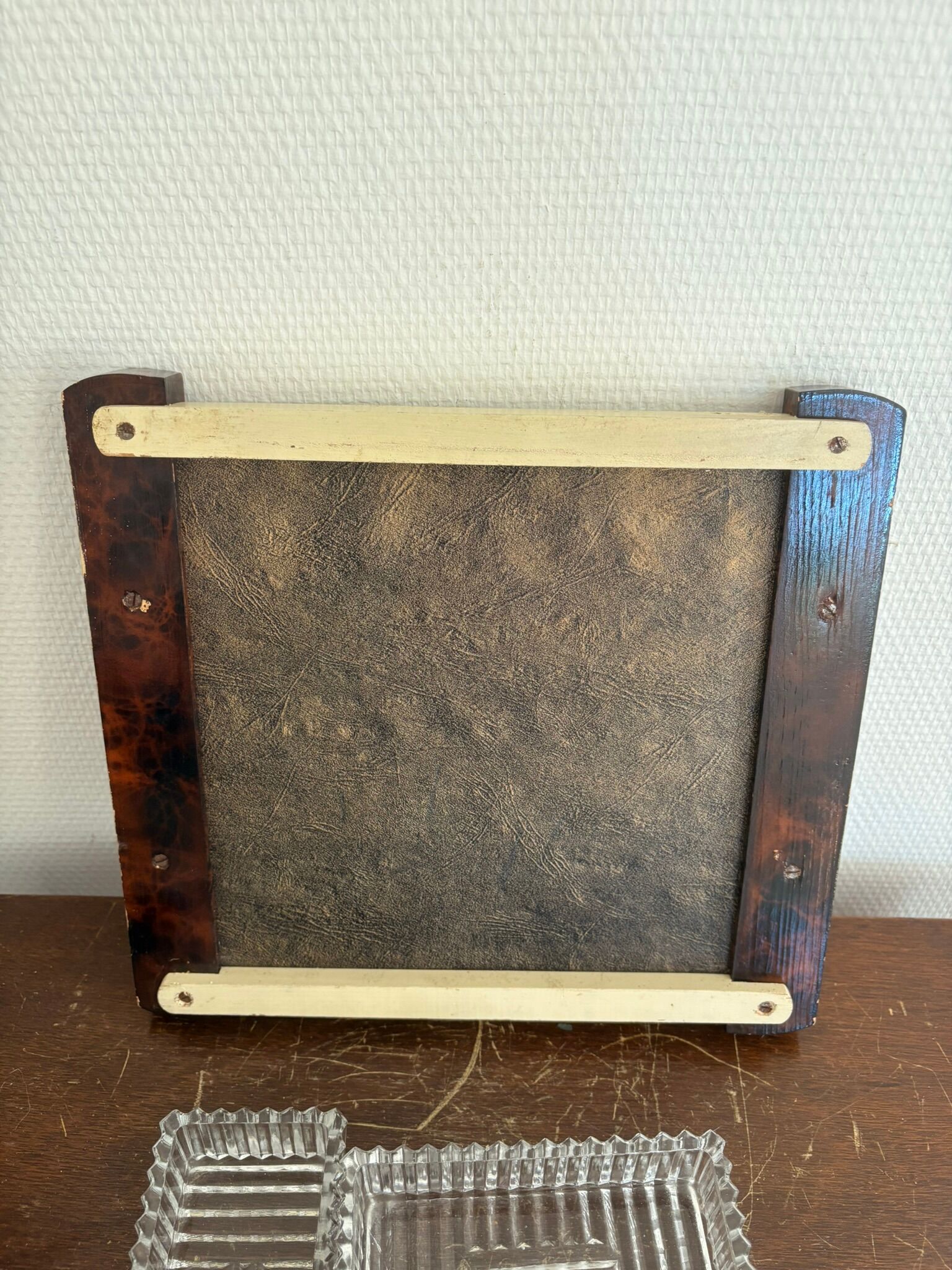 Vintage Serving Tray Aperitif Handle Thuya Walnut Art Deco Mirror Platter
