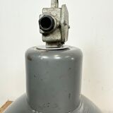 Grey industrial aluminium pendant lamp from polam wilkasy, 1960s