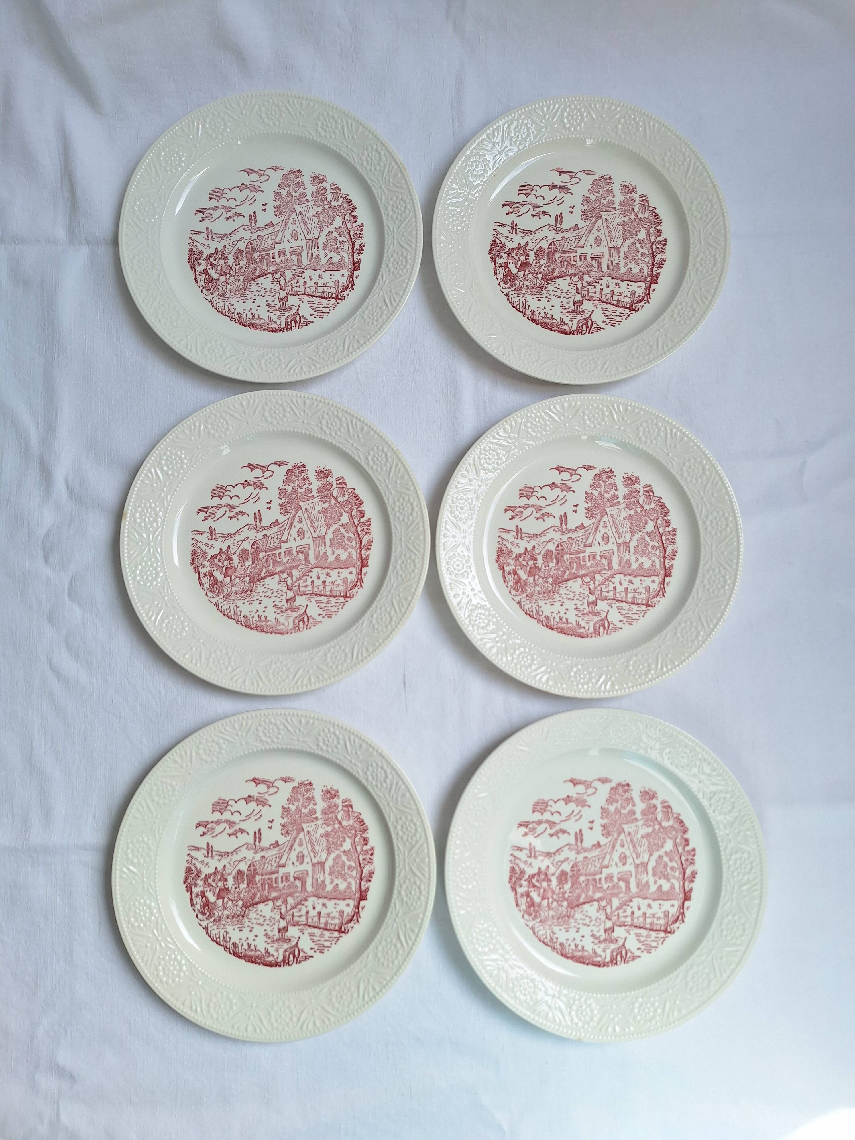 Vintage pink/red dinner plates