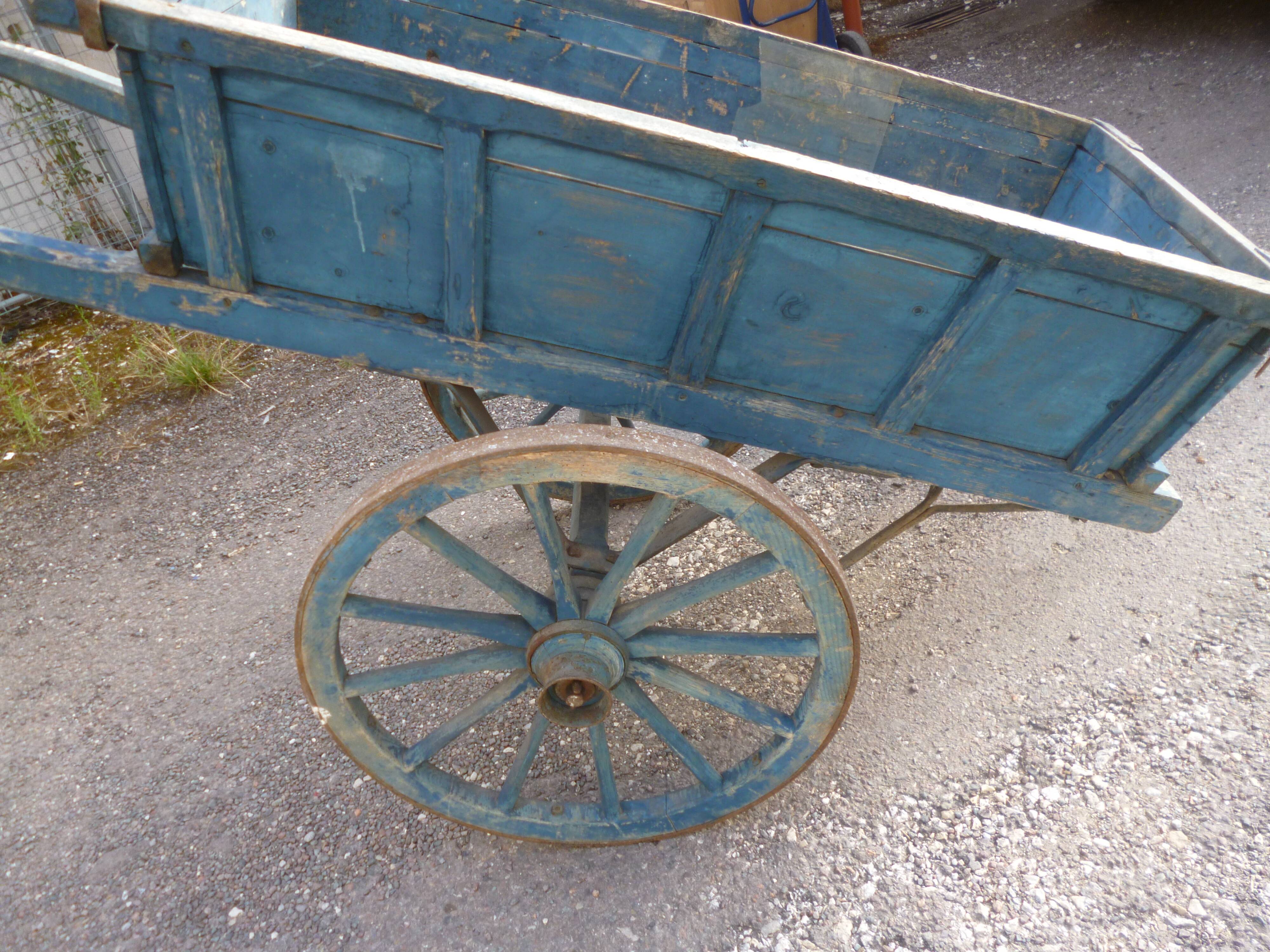 Old blue patina cart