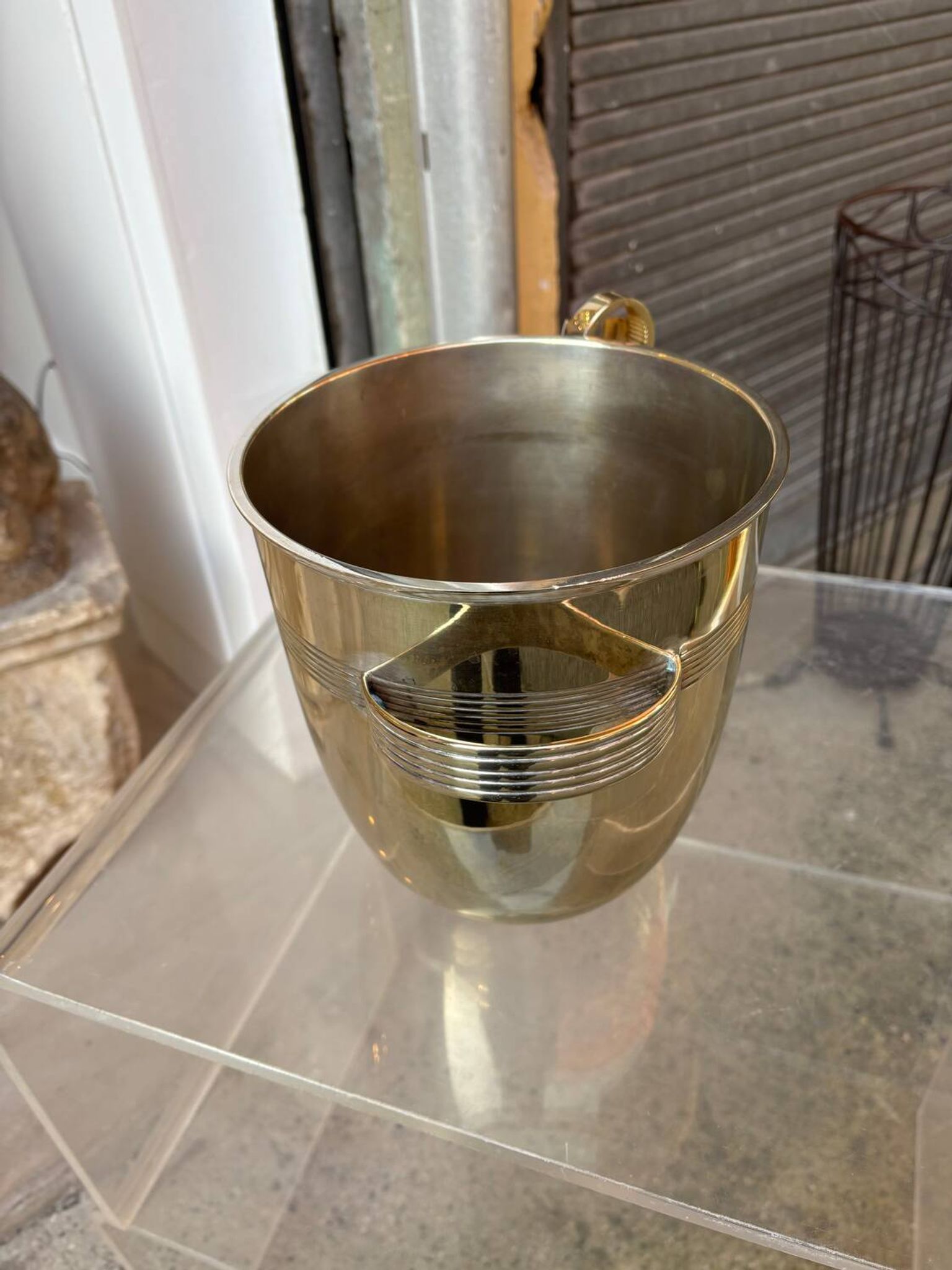 Alpaca champagne bucket from the 1920s with its monopole tongs.