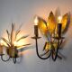 Pair of floral wall lamps by Ferroarte, regency, Spain, 1970