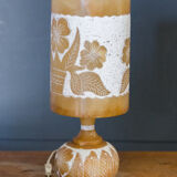 Alabaster lamp Tarrago Esteve Ref 242 1970 Engraved flowers double patina