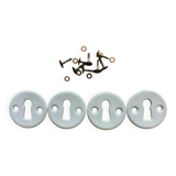 Set of 4 porcelain lock rosettes with gold screws – vintage