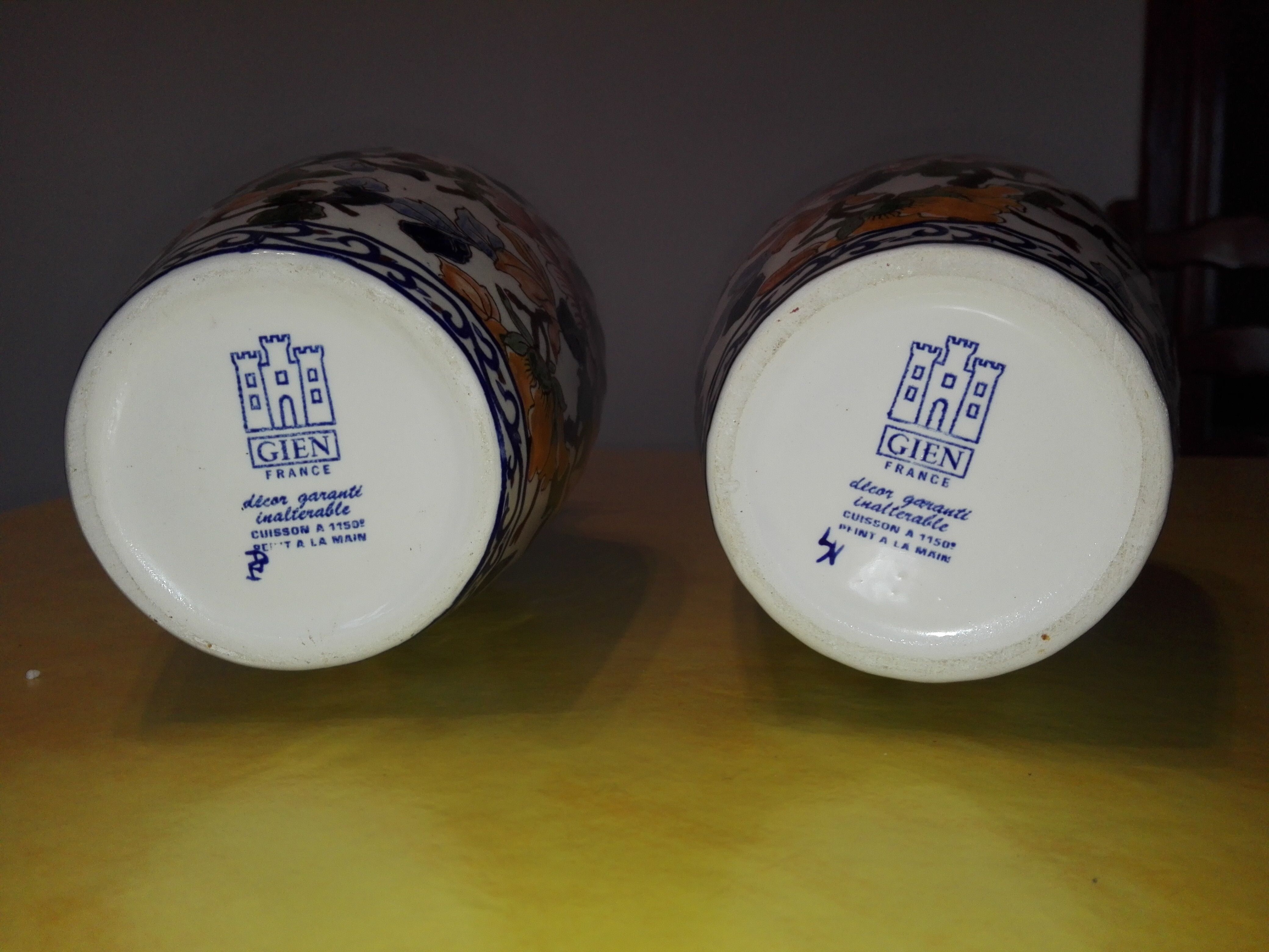 Pair of Gien vases model Peonies in perfect condition