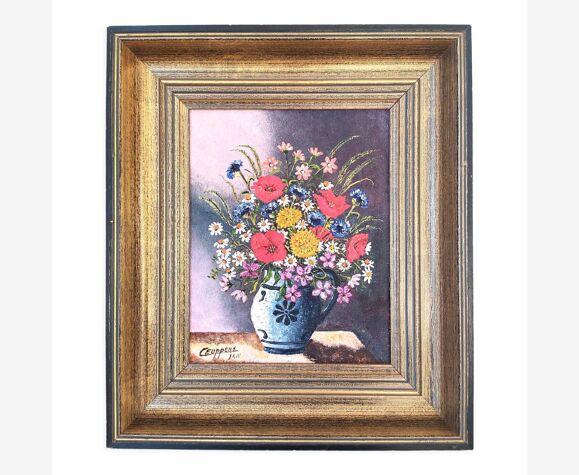 Bouquet de fleurs, huile sur toile