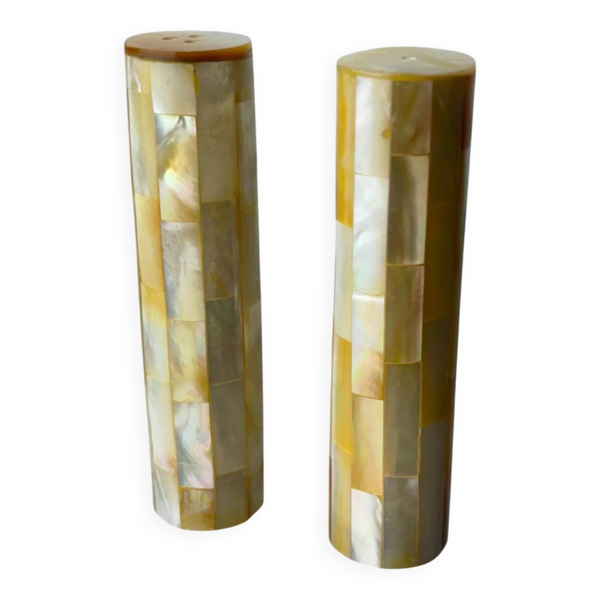 Mother-of-pearl salt & pepper shakers, Italy, 1970s