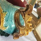 Art Nouveau planter barbotine Majolica 19th