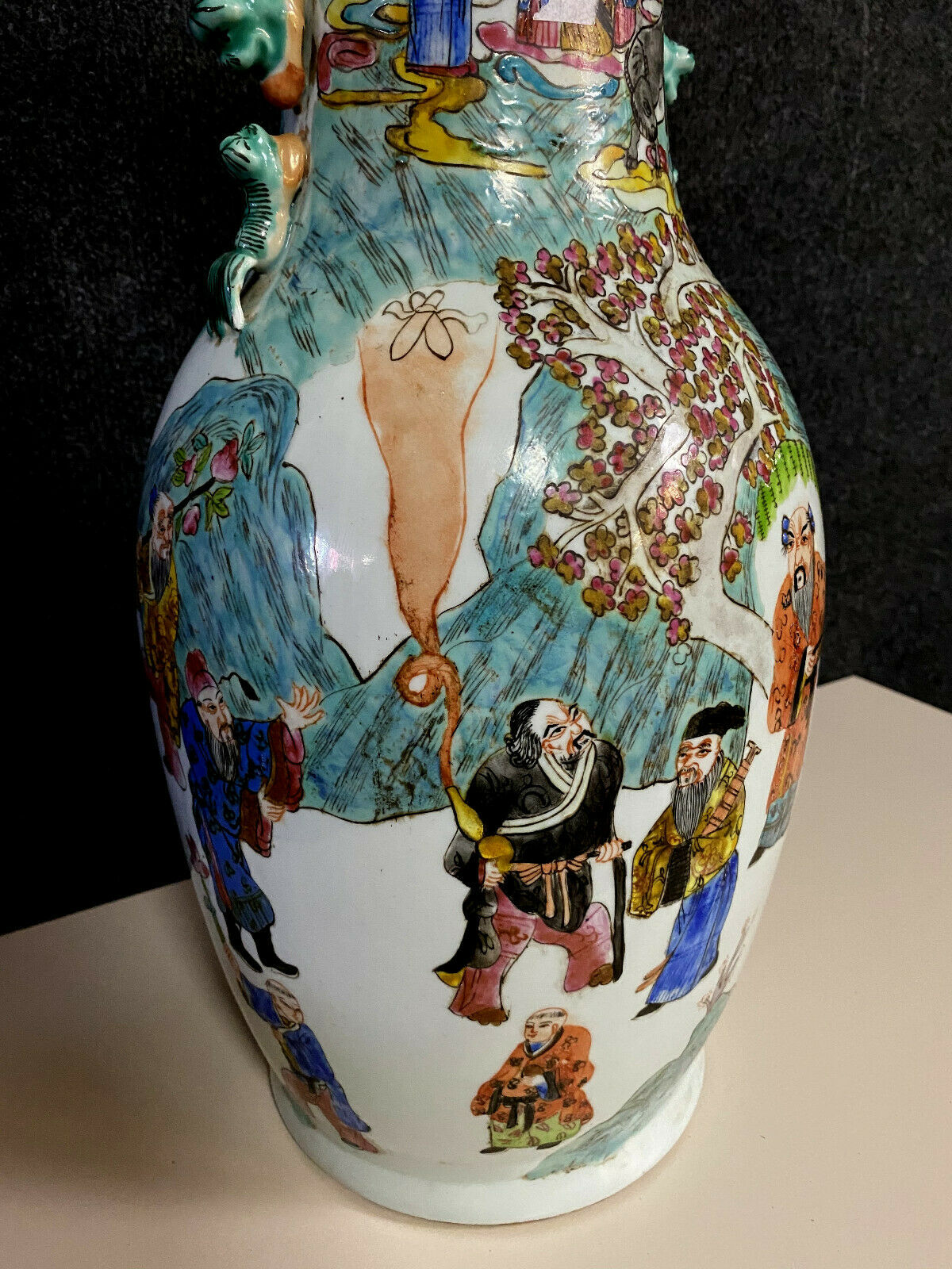 Porcelain baluster vase has polychrome decoration  China 1900