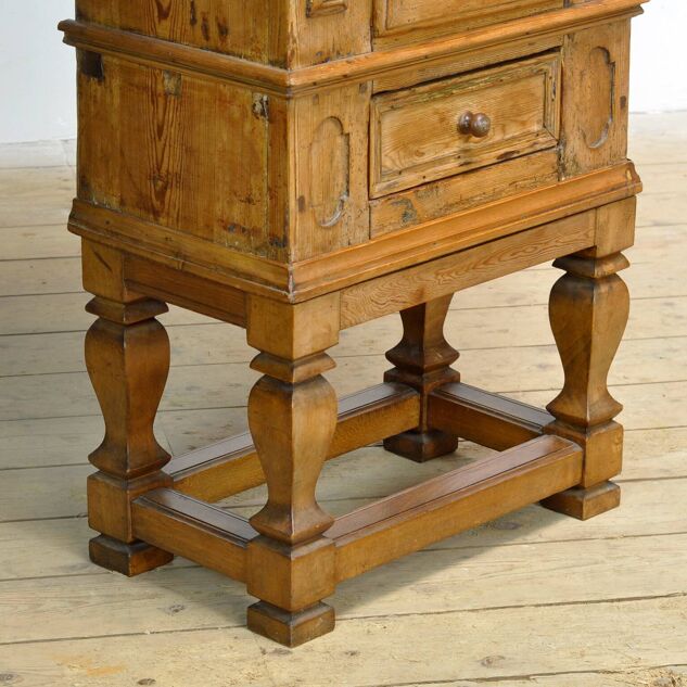 Armoire rustique allemande en pin et chêne, vers 1850