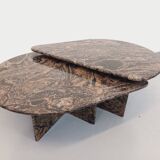 Paire de tables basses gigognes vintage en granit des années 70