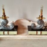 Set of 2 candlestick sleeplights and art deco table clock 1