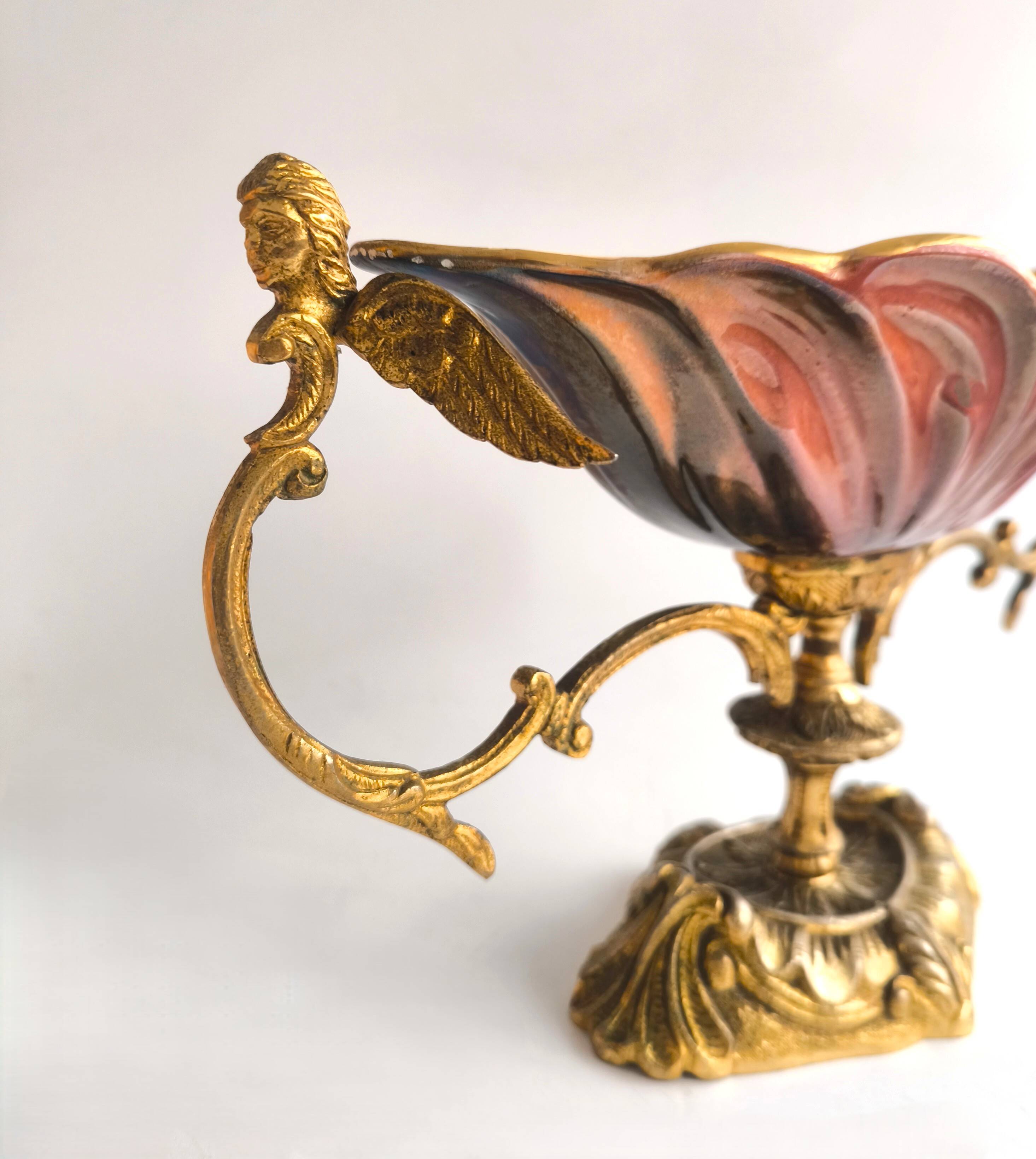 Late Art Deco bronze and porcelain centrepiece.