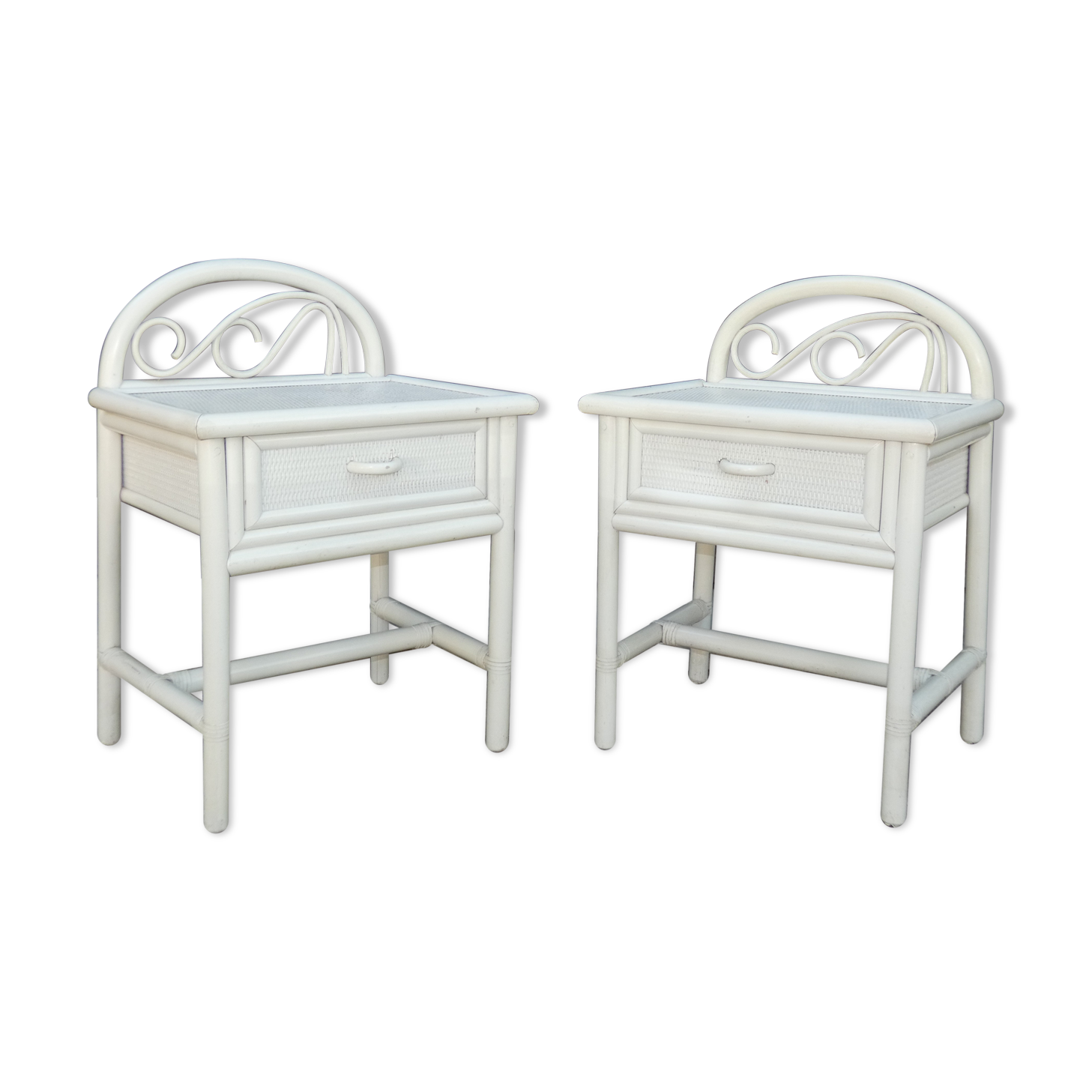 Pair rattan chevets circa 1970