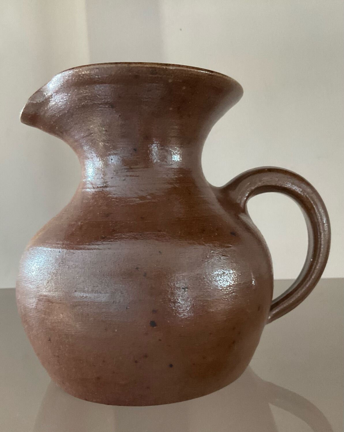 Vintage stoneware jug vase signed