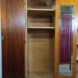 1960s Scandinavian wardrobe with two doors and mirror, easy assembly.