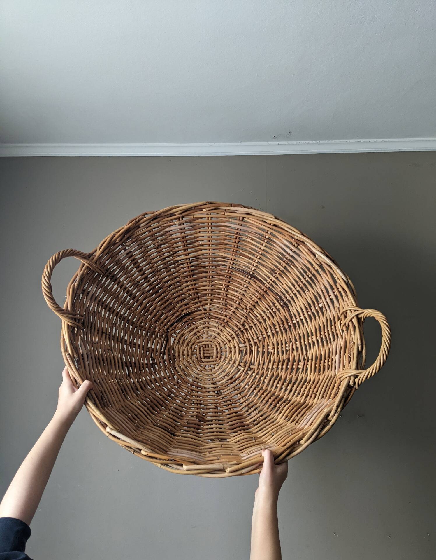 Vintage handmade wicker storage basket