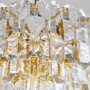 Large ceiling chandelier in gilded brass and glass Palazzo J.T. Kalmar, 1950s