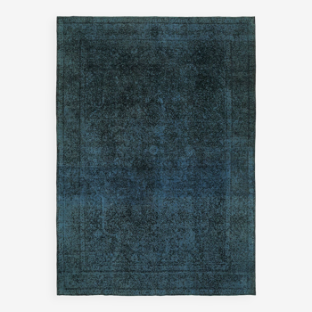 Tapis de laine bleue noué à la main Vintage 1970s 248 cm x 340 cm
