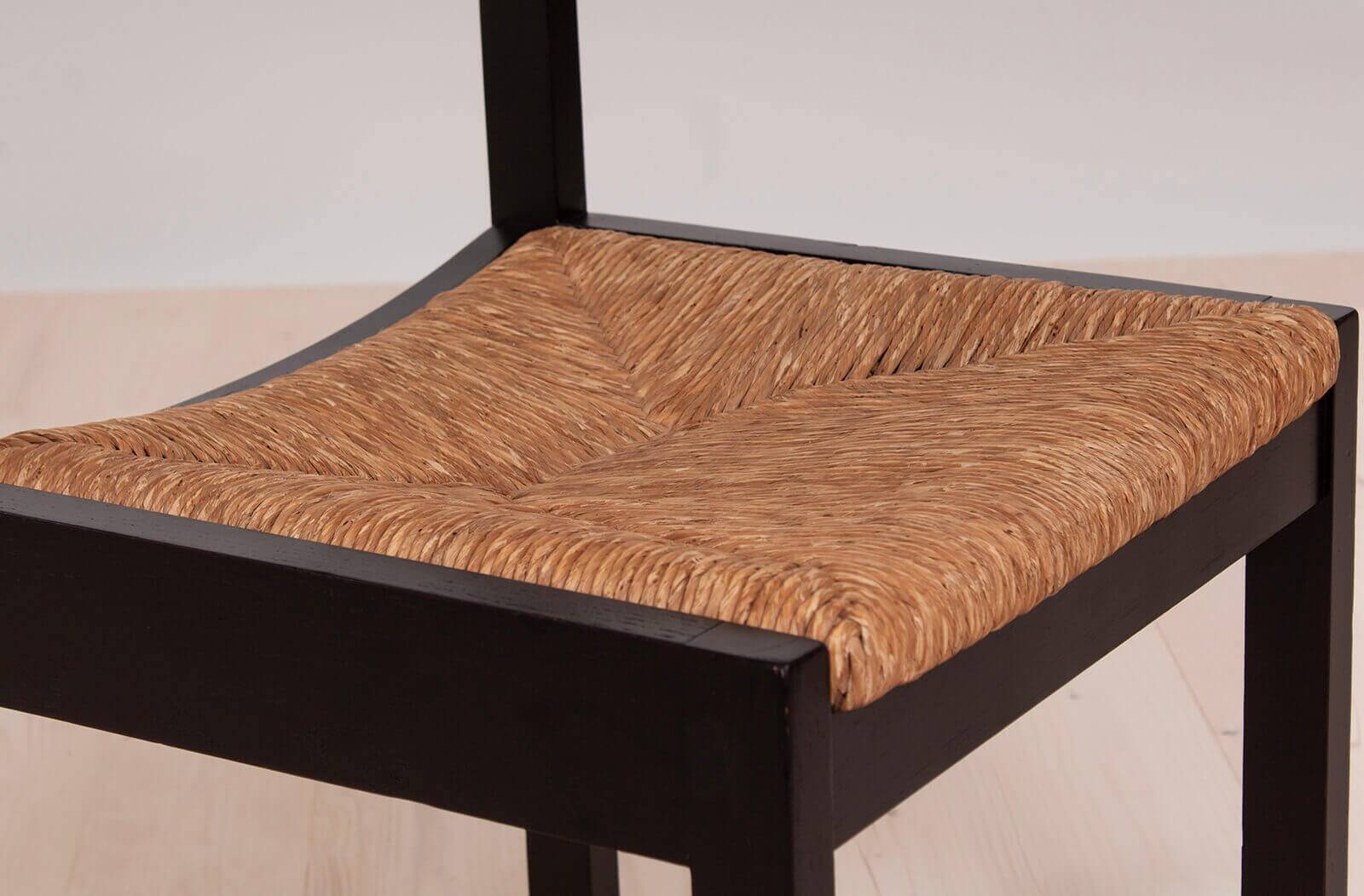 Vintage dining set, 4 chairs, extendable dining table, rope seating, 1970s